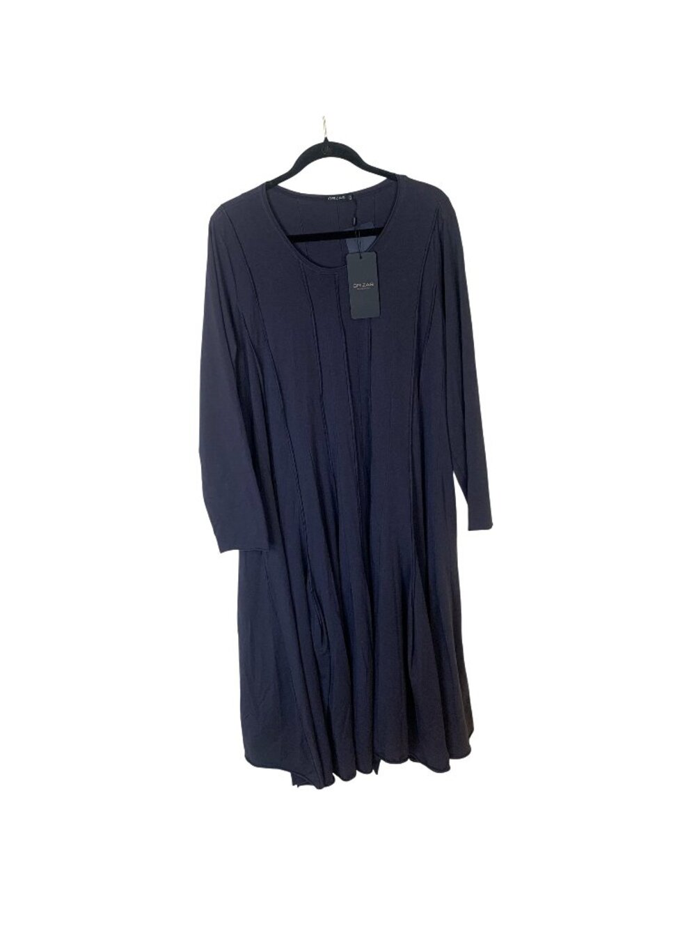 Grizas Womens Grey Dress Long Sleeve A Line 3X Cotton Blend NWT Comfy Lagenlook